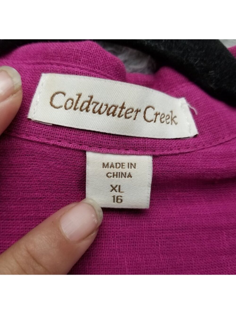 Coldwater Creek Shirt Womens 16 Pink Linen Blend Button Up Roll Tab Sleeve - Picture 3 of 10
